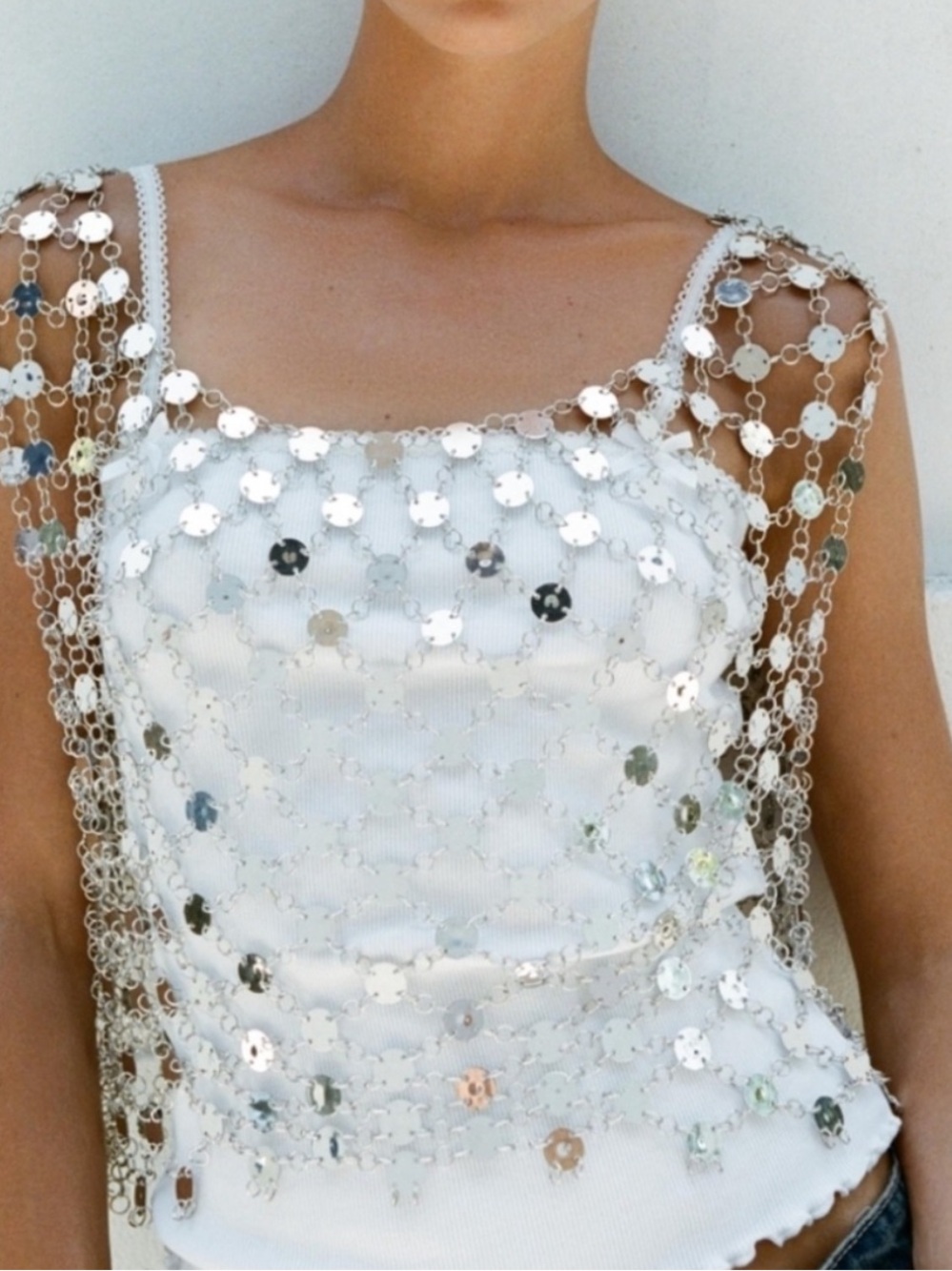 Zara metallic jewel top